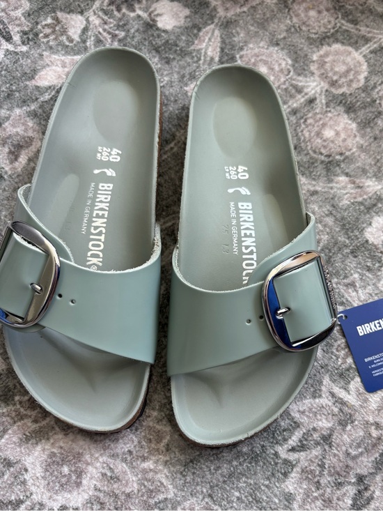 Birkenstock Shoes - Birkenstock Madrid Big Buckle Slide — High-Shine Sage
